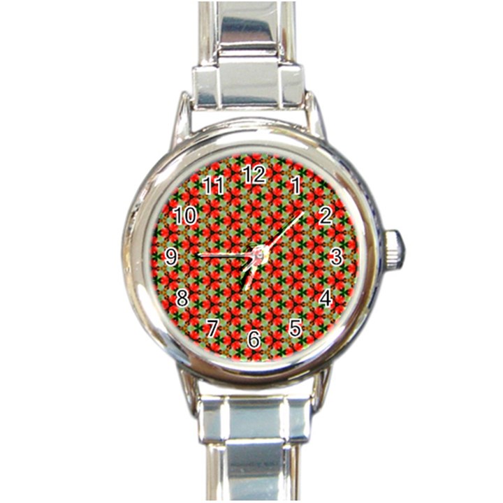 Cute Pretty Elegant Pattern Round Italian Charm Watch