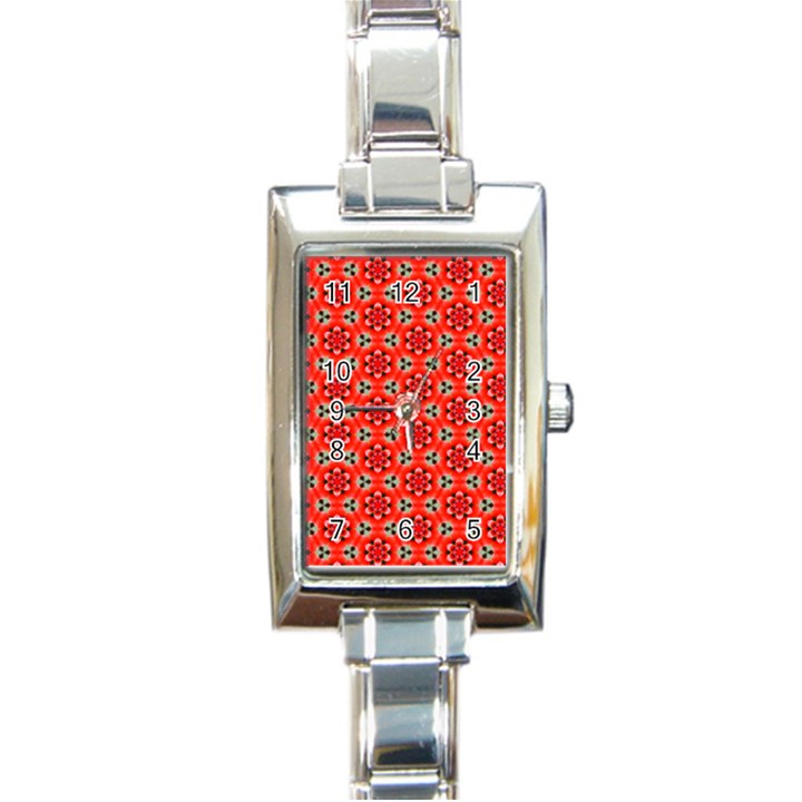 Cute Pretty Elegant Pattern Rectangular Italian Charm Watch