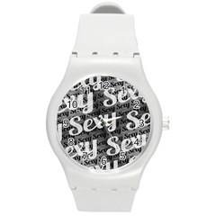 Sexy Text Typographic Pattern Plastic Sport Watch (medium) by dflcprints