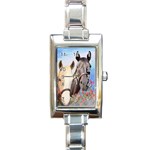 Miwok Horses Rectangular Italian Charm Watch Front