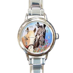 Miwok Horses Round Italian Charm Watch by JulianneOsoske