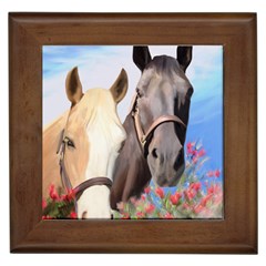 Miwok Horses Framed Ceramic Tile by JulianneOsoske