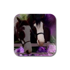 Two Horses Drink Coasters 4 Pack (square) by JulianneOsoske