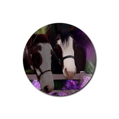 Two Horses Drink Coaster (round) by JulianneOsoske