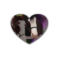 Two Horses Drink Coasters 4 Pack (heart)  by JulianneOsoske