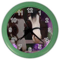 Two Horses Wall Clock (color) by JulianneOsoske