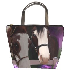 Two Horses Bucket Handbag by JulianneOsoske