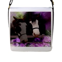 Two Horses Flap Closure Messenger Bag (large) by JulianneOsoske