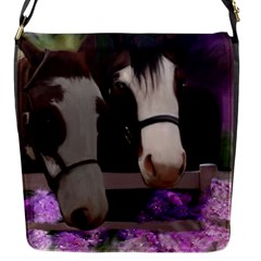 Two Horses Flap Closure Messenger Bag (small) by JulianneOsoske