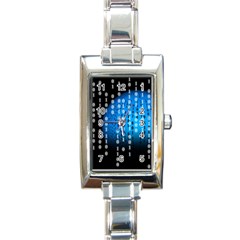 Binary Rain Rectangular Italian Charm Watch by StuffOrSomething