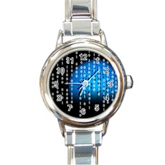 Binary Rain Round Italian Charm Watch by StuffOrSomething