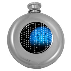 Binary Rain Hip Flask (round) by StuffOrSomething