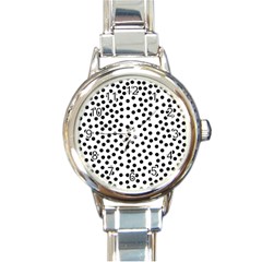 Black Polka Dots Round Italian Charm Watch by Justbyjuliestore