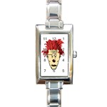 Evil Clown Hand Draw Illustration Rectangular Italian Charm Watch Front