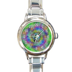 Hypnotic Star Burst Fractal Round Italian Charm Watch by StuffOrSomething