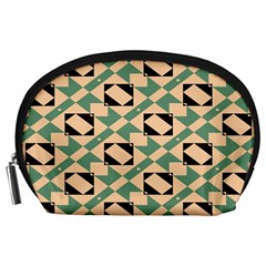 Brown Green Rectangles Pattern Accessory Pouch by LalyLauraFLM