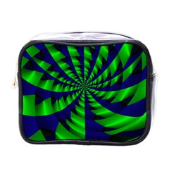 Green Blue Spiral Mini Toiletries Bag (one Side) by LalyLauraFLM