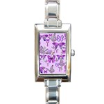 Purple Awareness Butterflies Rectangular Italian Charm Watch Front