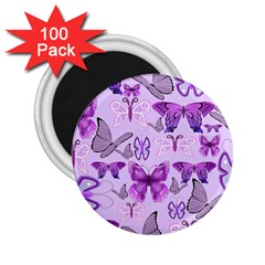 Purple Awareness Butterflies 2 25  Button Magnet (100 Pack) by FunWithFibro