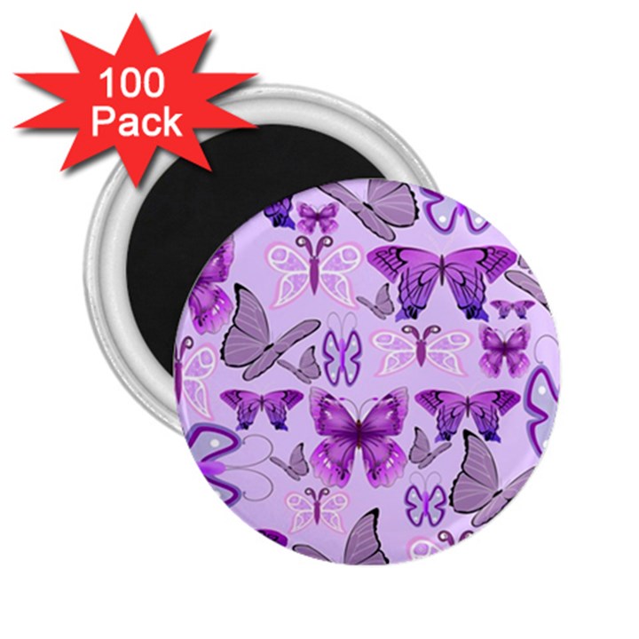 Purple Awareness Butterflies 2.25  Button Magnet (100 pack)