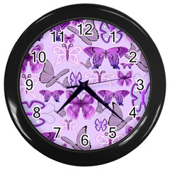 Purple Awareness Butterflies Wall Clock (black) by FunWithFibro