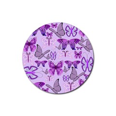 Purple Awareness Butterflies Drink Coasters 4 Pack (round) by FunWithFibro