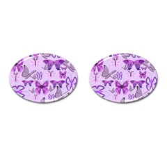 Purple Awareness Butterflies Cufflinks (oval) by FunWithFibro