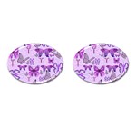 Purple Awareness Butterflies Cufflinks (Oval) Front(Pair)