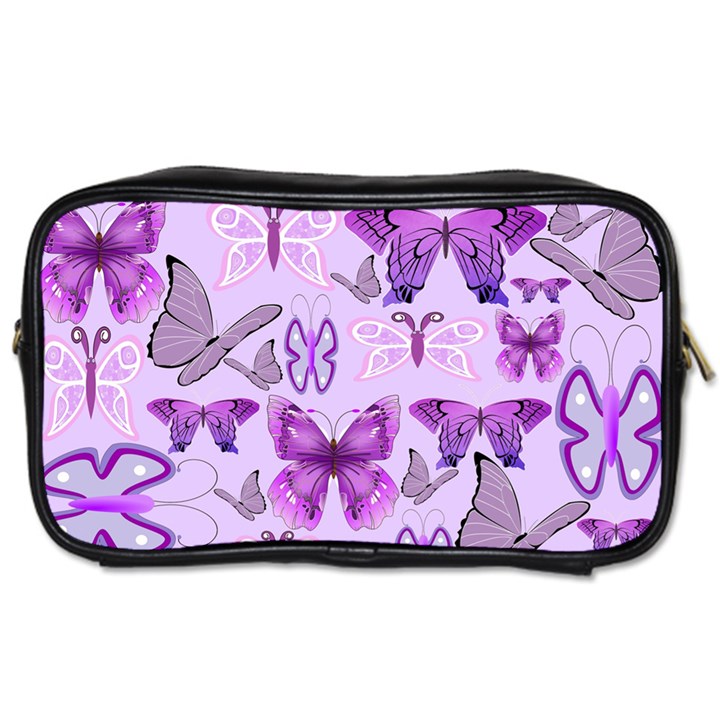 Purple Awareness Butterflies Travel Toiletry Bag (Two Sides)