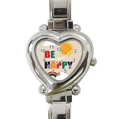 Be Happy Heart Italian Charm Watch  by Kathrinlegg