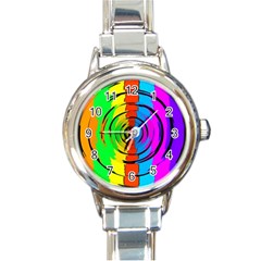 Rainbow Test Pattern Round Italian Charm Watch by StuffOrSomething