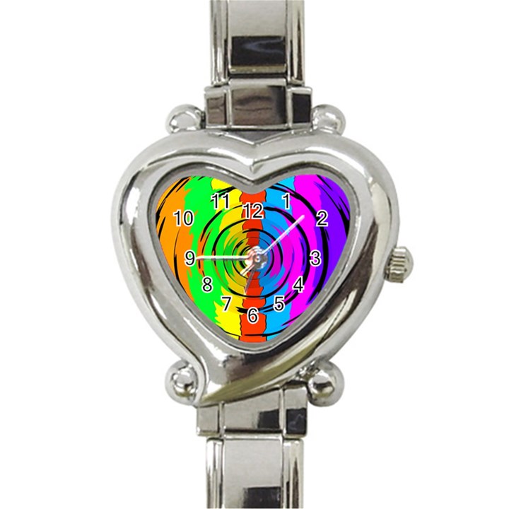 Rainbow Test Pattern Heart Italian Charm Watch 