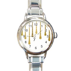 Gold Glitter Paint Round Italian Charm Watch by Kathrinlegg