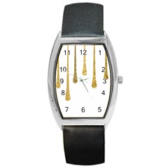 Gold Glitter Paint Tonneau Leather Watch by Kathrinlegg