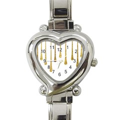 Gold Glitter Paint Heart Italian Charm Watch  by Kathrinlegg