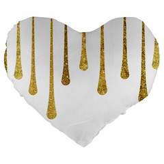 Gold Glitter Paint Large 19  Premium Heart Shape Cushion by Kathrinlegg