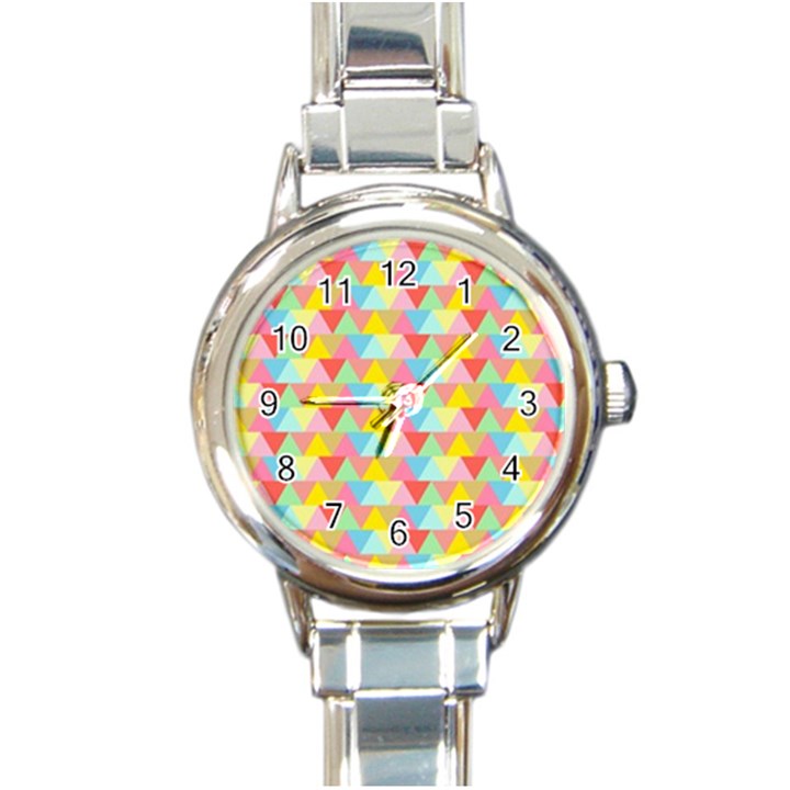 Triangle Pattern Round Italian Charm Watch