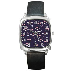 Summer Garden Square Leather Watch by Kathrinlegg