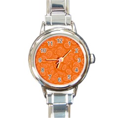 Orange Abstract 45s Round Italian Charm Watch by StuffOrSomething