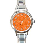 Orange Abstract 45s Round Italian Charm Watch Front