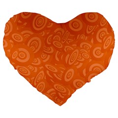 Orange Abstract 45s Large 19  Premium Heart Shape Cushion by StuffOrSomething