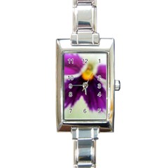 Inside Purple White Violet Flower Rectangular Italian Charm Watch by yoursparklingshop