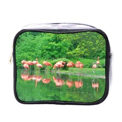 Flamingo Birds At Lake Mini Travel Toiletry Bag (one Side) by yoursparklingshop