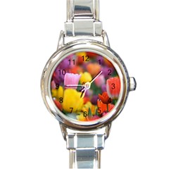 Flower Round Italian Charm Watch by habiba4true