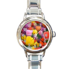 Flower Round Italian Charm Watch by habiba4true