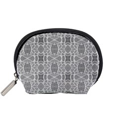 Grey White Tiles Geometry Stone Mosaic Pattern Accessory Pouch (small) by yoursparklingshop