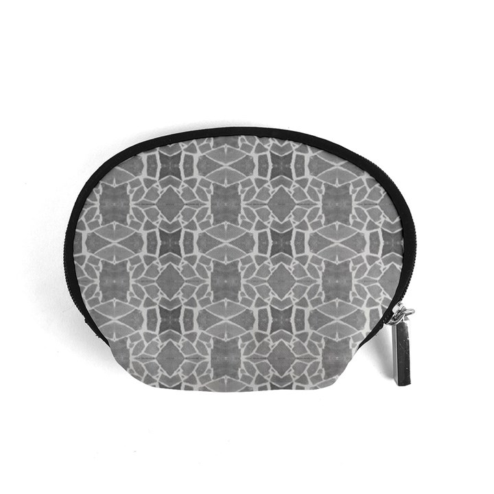 Grey White Tiles Geometry Stone Mosaic Pattern Accessory Pouch (Small)