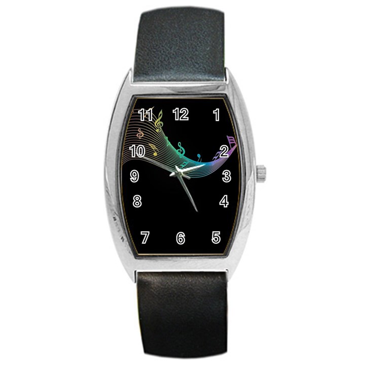 Musical Wave Tonneau Leather Watch