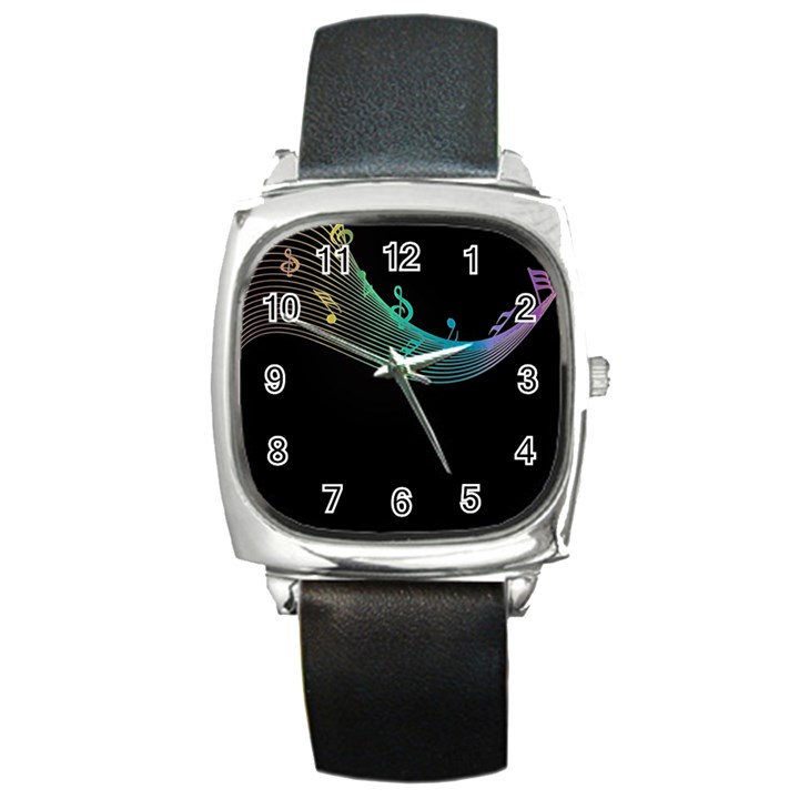 Musical Wave Square Leather Watch