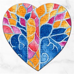 Yellow Blue Pink Abstract  Jigsaw Puzzle (heart) by OCDesignss